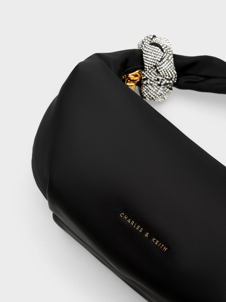 Embellished Satin Shoulder Bag, , hi-res