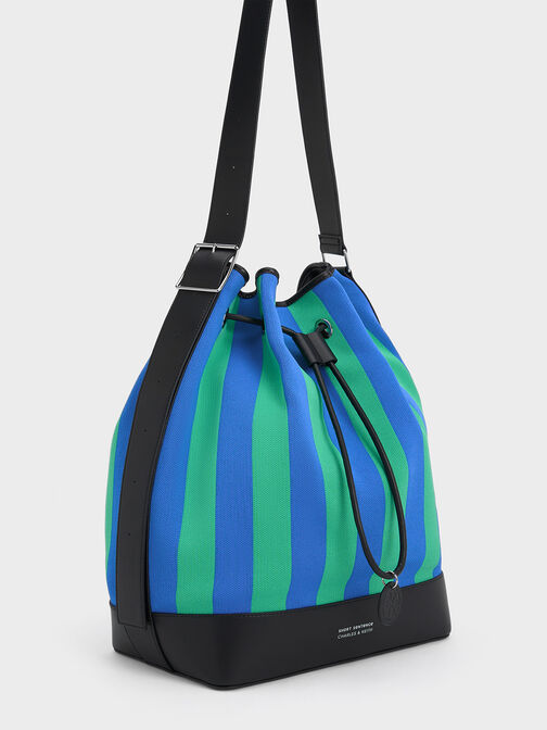 Large Striped Bucket Bag, , hi-res