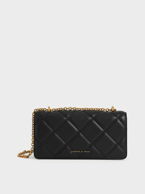Paffuto Chain Handle Quilted Long Wallet, , hi-res