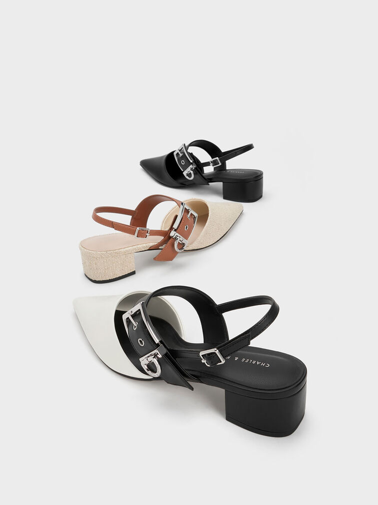 Buckled Strap Slingback Pumps, , hi-res