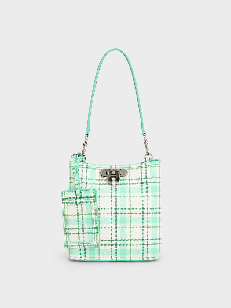 Alcott Checkered Bucket Bag, , hi-res