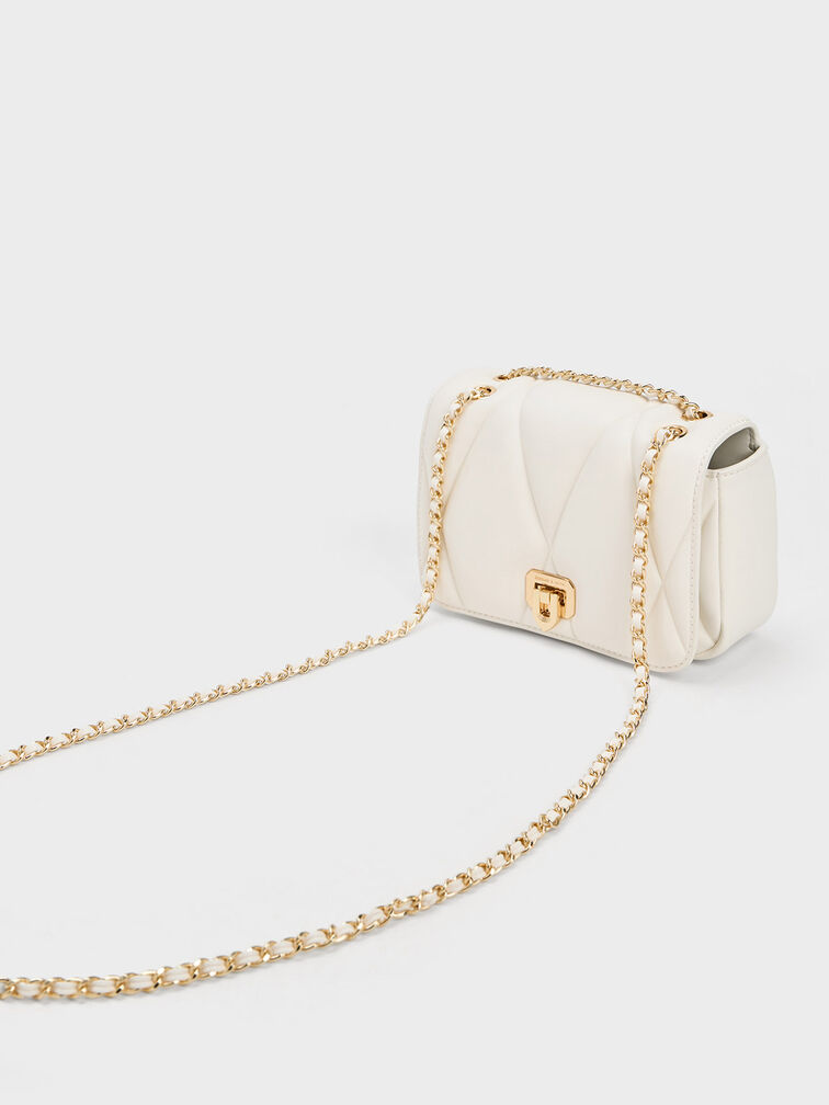 Arwen Quilted Shoulder Bag, White, hi-res