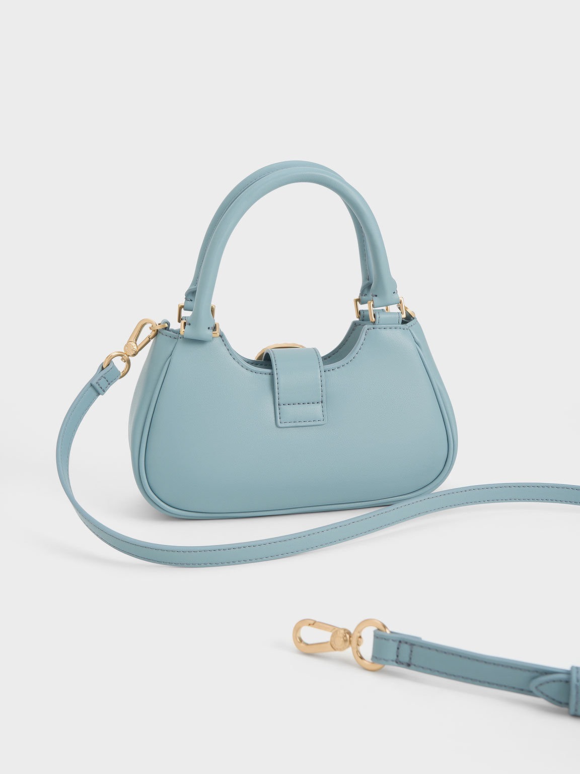 Slate Blue Avis Belted Top Handle Bag CHARLES KEITH TH
