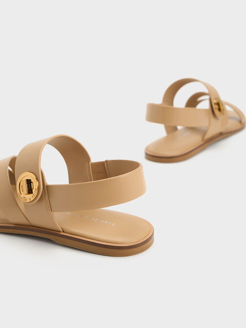 Yara Turn Lock Strappy Sandals, สีคาเมล, hi-res