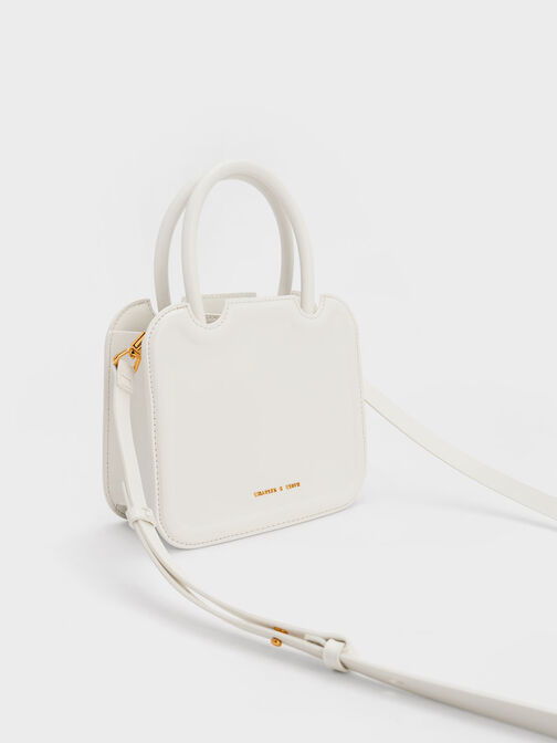 กระเป๋าโท้ทแบบมีทรงรุ่น Perline, สีขาว, hi-res