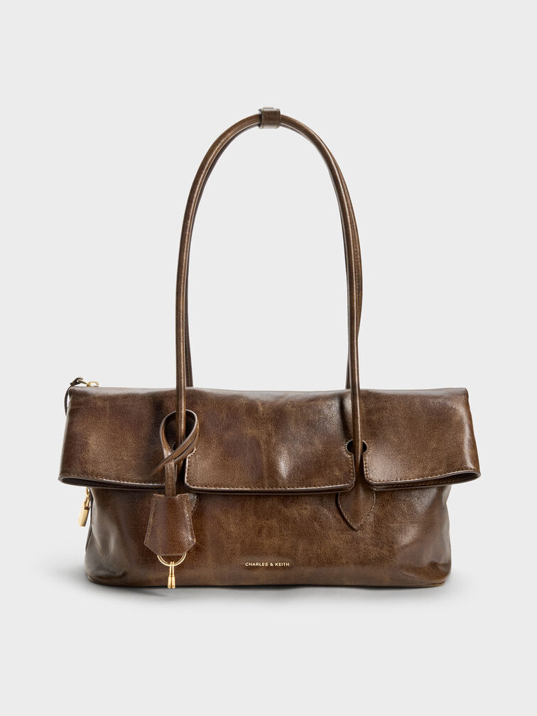 Aveline Front-Flap Shoulder Bag, Pecan Brown, hi-res