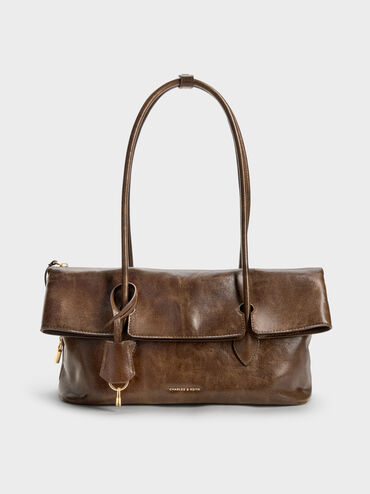 Aveline Front-Flap Shoulder Bag, Pecan Brown, hi-res
