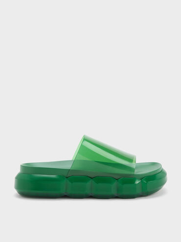 Fia See-Through Slide Sandals, สีเขียว, hi-res