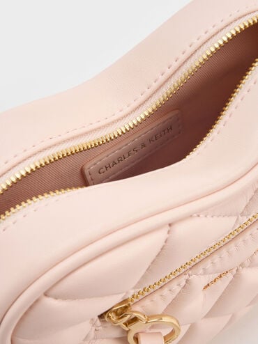 Paffuto Quilted Heart Crossbody Bag, Soft Pink, hi-res