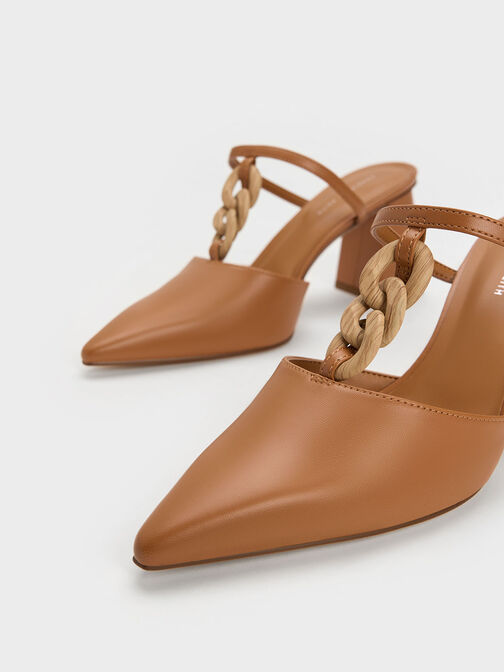 Chunky Chain-Link Heeled Mules, , hi-res