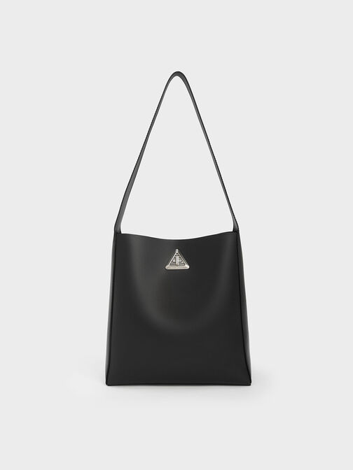 Trice Metallic Accent Large Hobo Bag, สีดำอะไหล่สีเงิน, hi-res