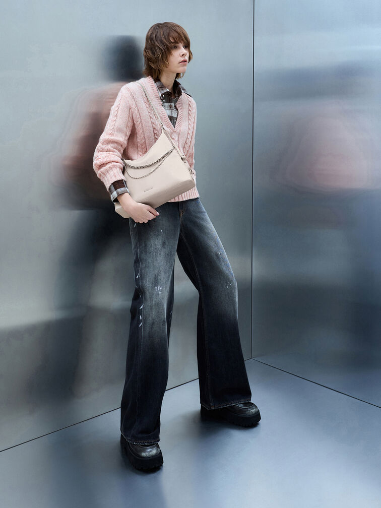 Atwood Chain Hobo Bag, Shell Grey, hi-res