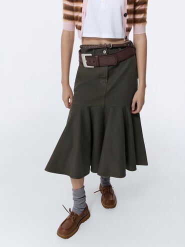 รองเท้าโบ๊ทชูส์พื้นหยักแบบผูกเชือก, สีคอนยัค, hi-res