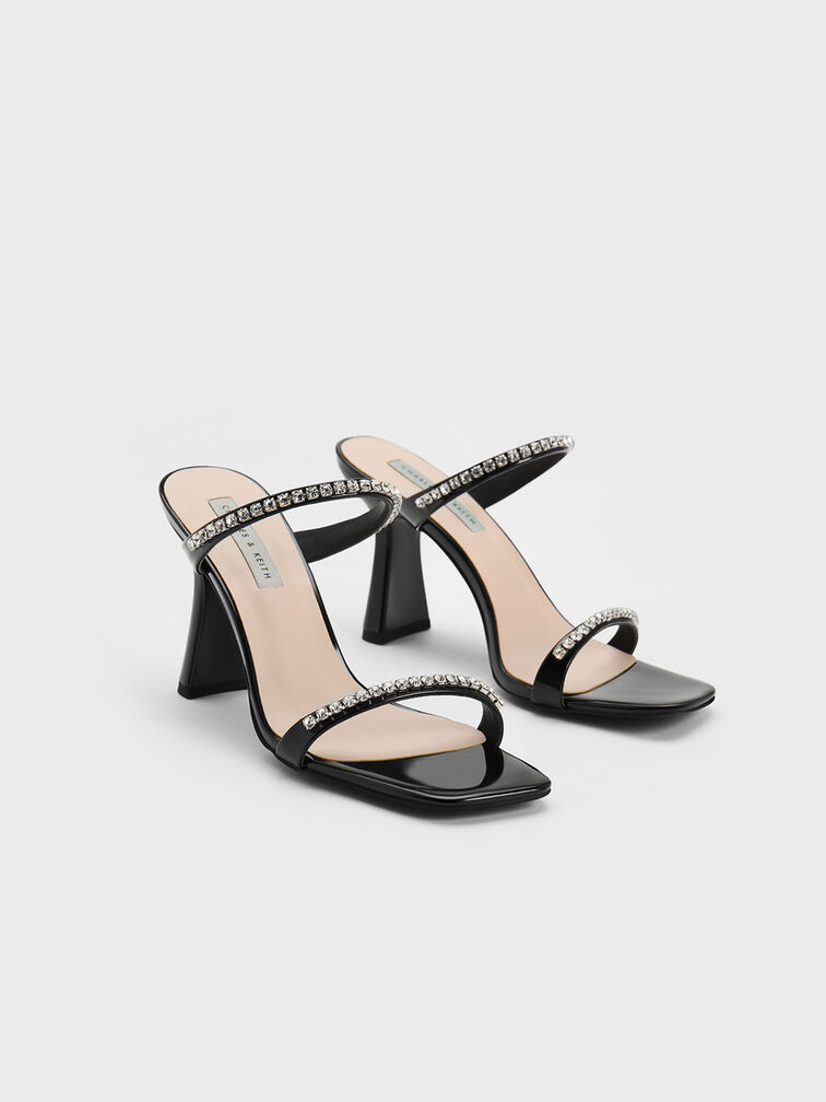 Patent Gem-Encrusted Heeled Sandals, , hi-res