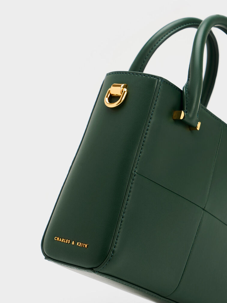 Georgette Square Tote Bag, Dark Green, hi-res