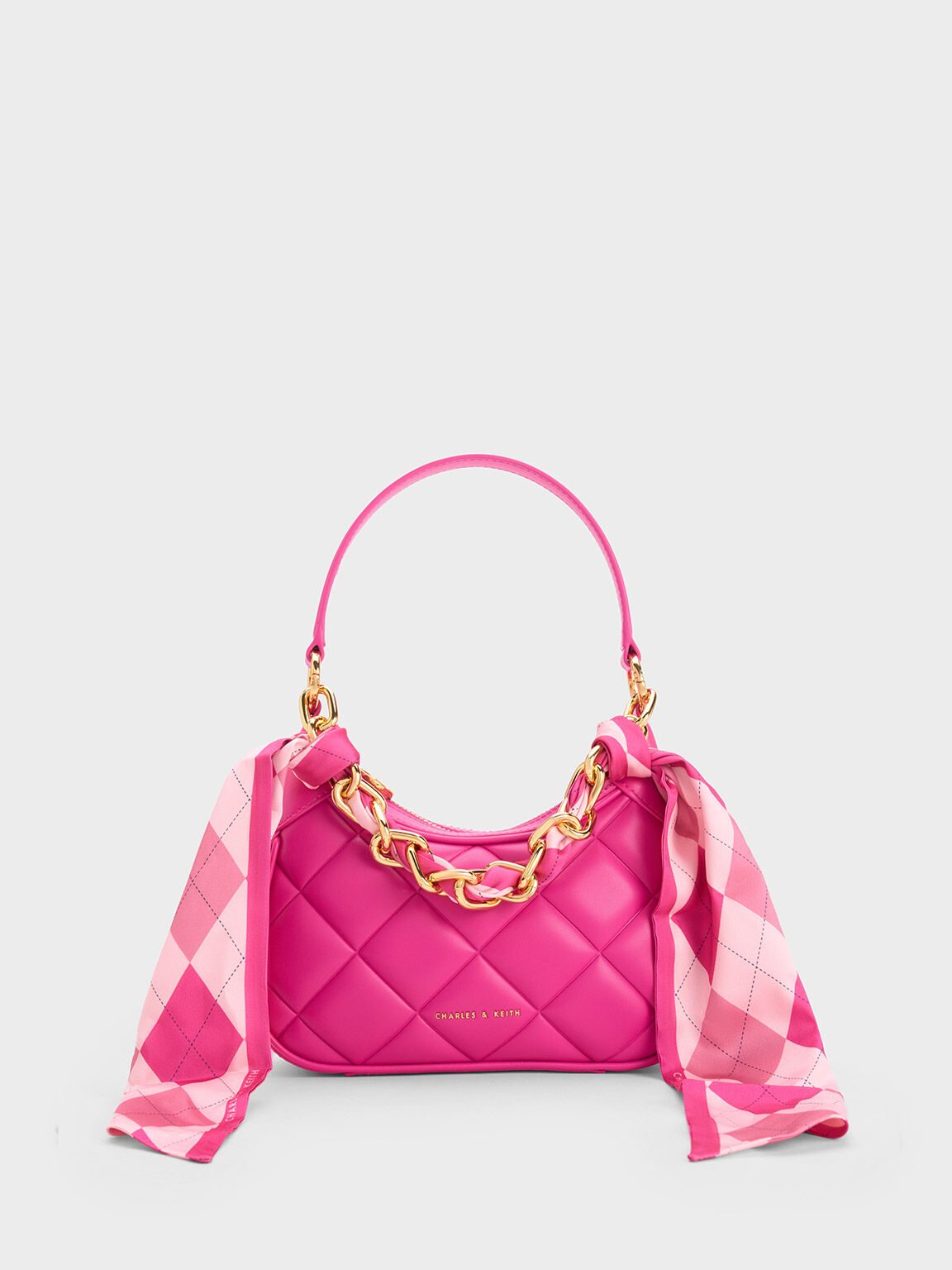 Fuchsia Mini Alcott Scarf Handle Quilted Bag - CHARLES & KEITH TH