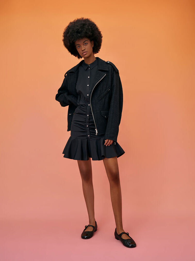 Cap-Toe Quilted Mary Janes, Black, hi-res