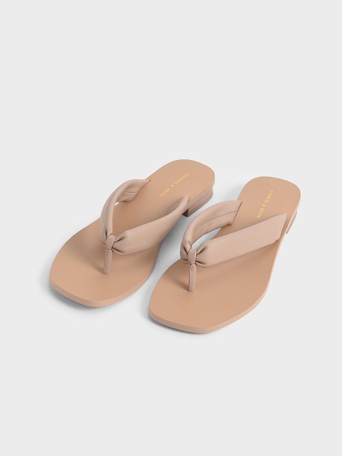 Puffy Strap Thong Sandals, Nude, hi-res