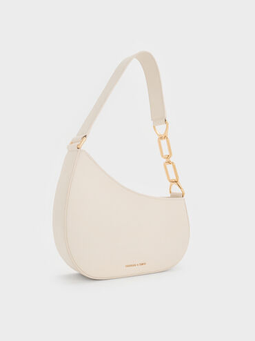 Agatha Chain-Accent Shoulder Bag, Cream, hi-res