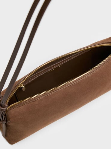 Deyna Recycled Suede Double-Strap Shoulder Bag, Mocha Brown, hi-res