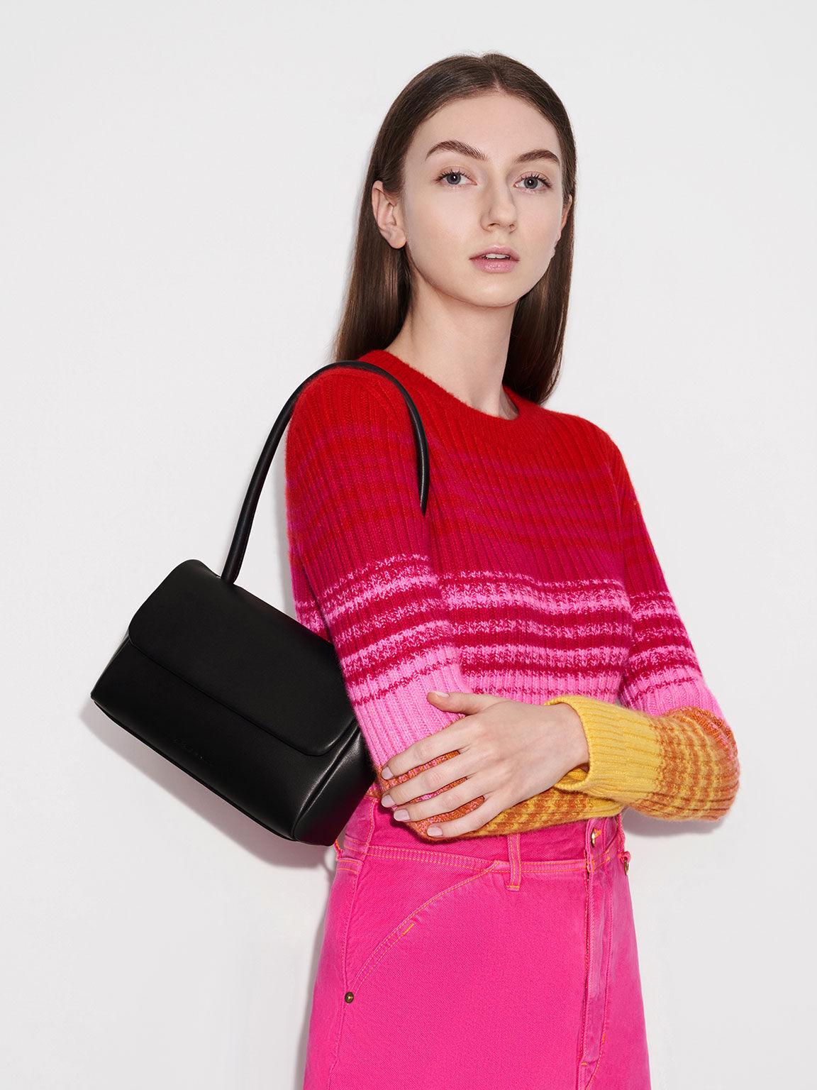Top handle shoulder on sale bag charles and keith