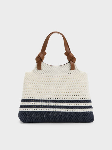 Mini Ida Striped Knitted Tote Bag, Multi, hi-res