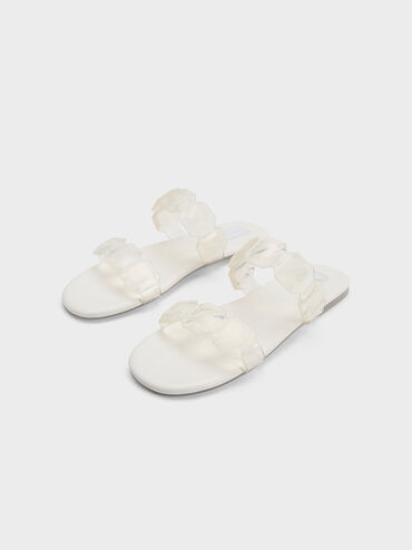 Gem-Strap Slide Sandals, สีขาว, hi-res