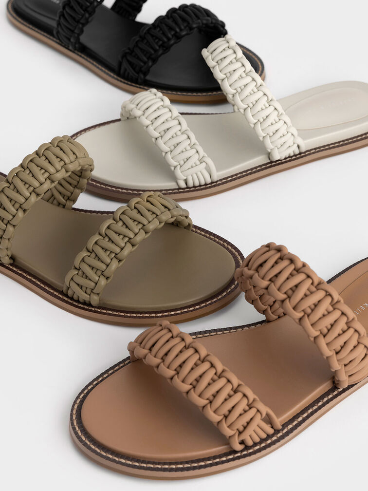 Braided Strap Slide Sandals, , hi-res