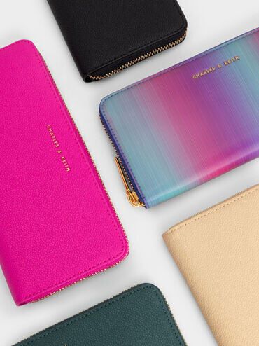 กระเป๋าสตางค์ใบยาวดีไซน์ที่ปิดแบบซิปรอบรุ่น Dulcie, สีเขียว, hi-res