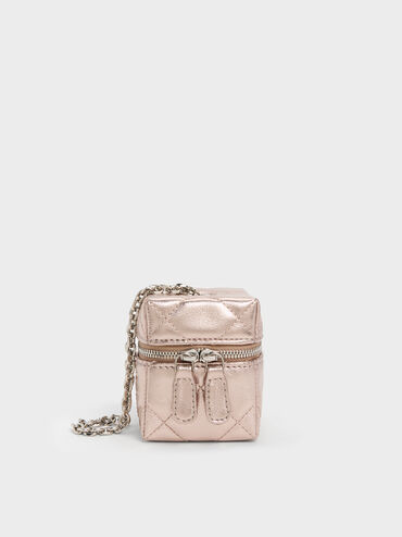 Janie Metallic Quilted Micro Bag, Rose Gold, hi-res
