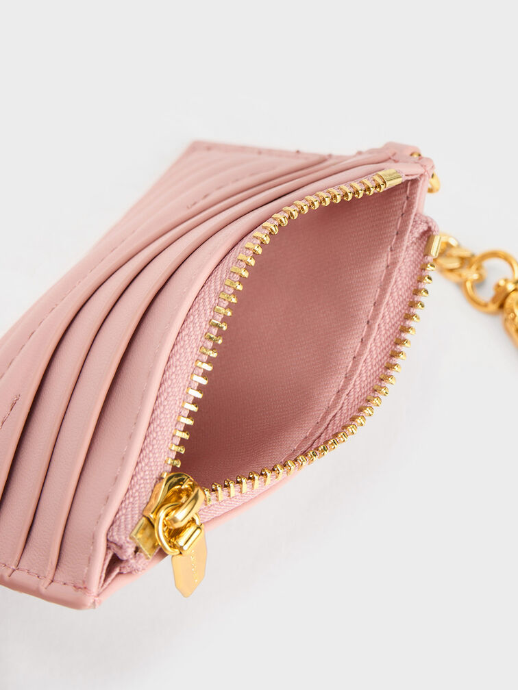 กระเป๋าใส่บัตรดีไซน์ลายคลื่นรุ่น Aubrielle, สีชมพูอ่อน, hi-res