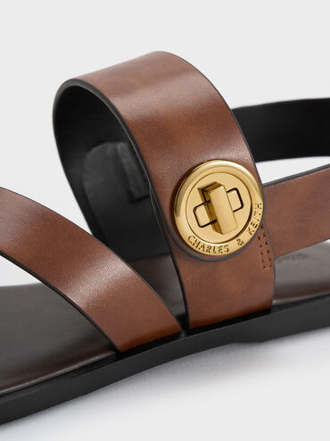 Yara Turn-Lock Strappy Sandals, Cognac, hi-res