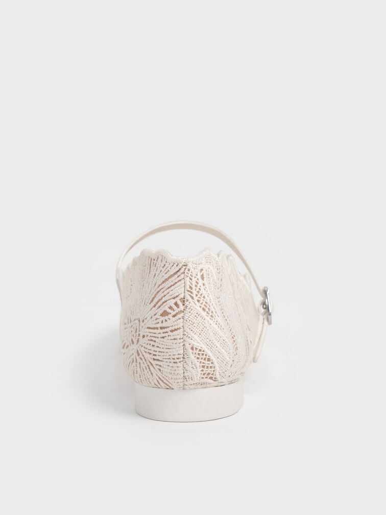 Meja Floral Mary Jane Flats, White, hi-res