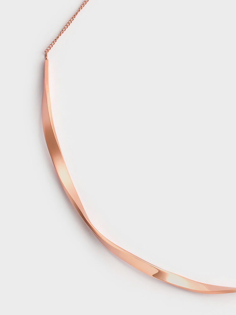 Lena Twist Bar Necklace, Rose Gold, hi-res
