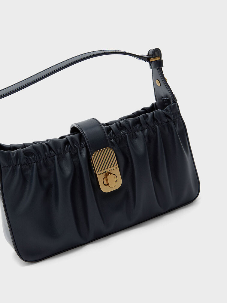 Enya Ruched Turn-Lock Shoulder Bag, , hi-res