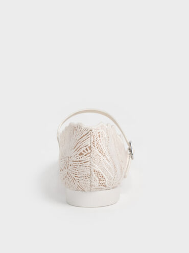 รองเท้าส้นเตี้ยทรงแมรี่เจนลายดอกไม้รุ่น Meja, สีขาว, hi-res