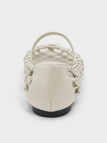 รองเท้าแมรี่เจนดีไซน์แบบสาน, สีชอล์ค, hi-res