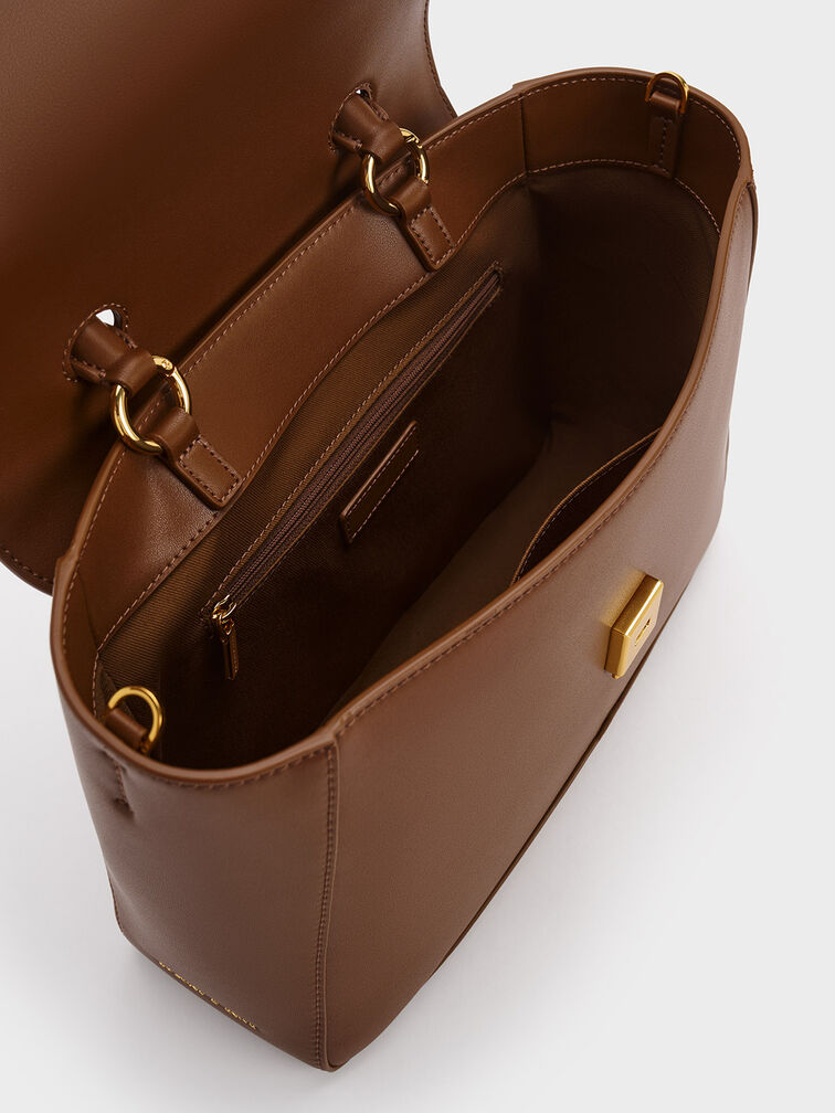 Arley Canvas Scarf-Wrapped Top Handle Bag, สีช็อคโกแลต, hi-res