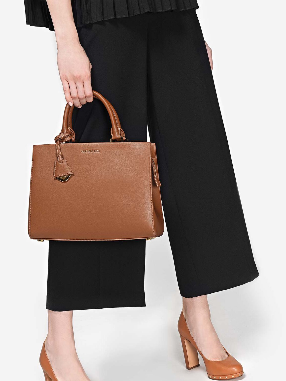 Classic Structured Handbag, Brown, hi-res