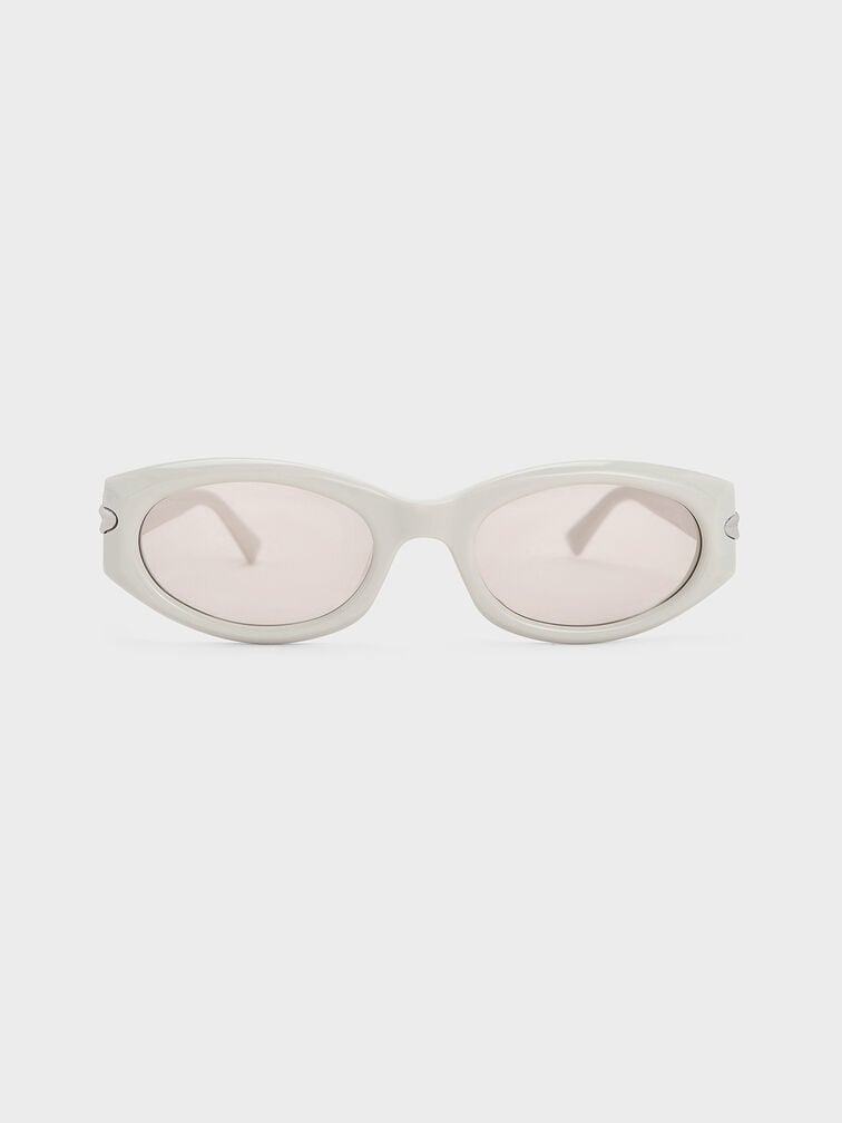 Edie Oval Sunglasses, Chalk, hi-res