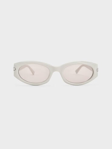 Edie Oval Sunglasses, Chalk, hi-res