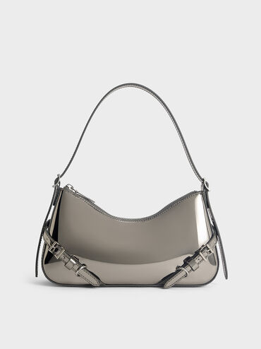 กระเป๋าสะพายไหล่เมทัลลิครุ่น Sloane, สีพิวเตอร์, hi-res