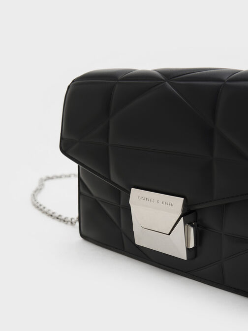 Blanche Chevron Chain-Strap Clutch, , hi-res