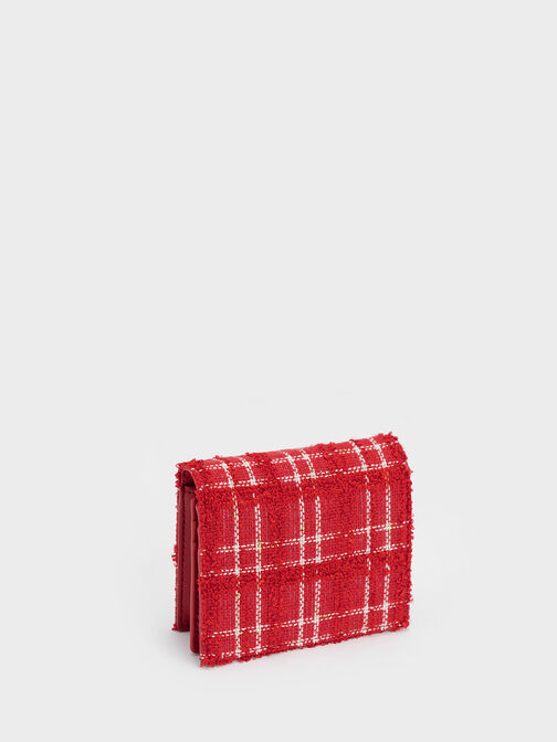 Georgette Tweed Small Wallet, สีแดง, hi-res