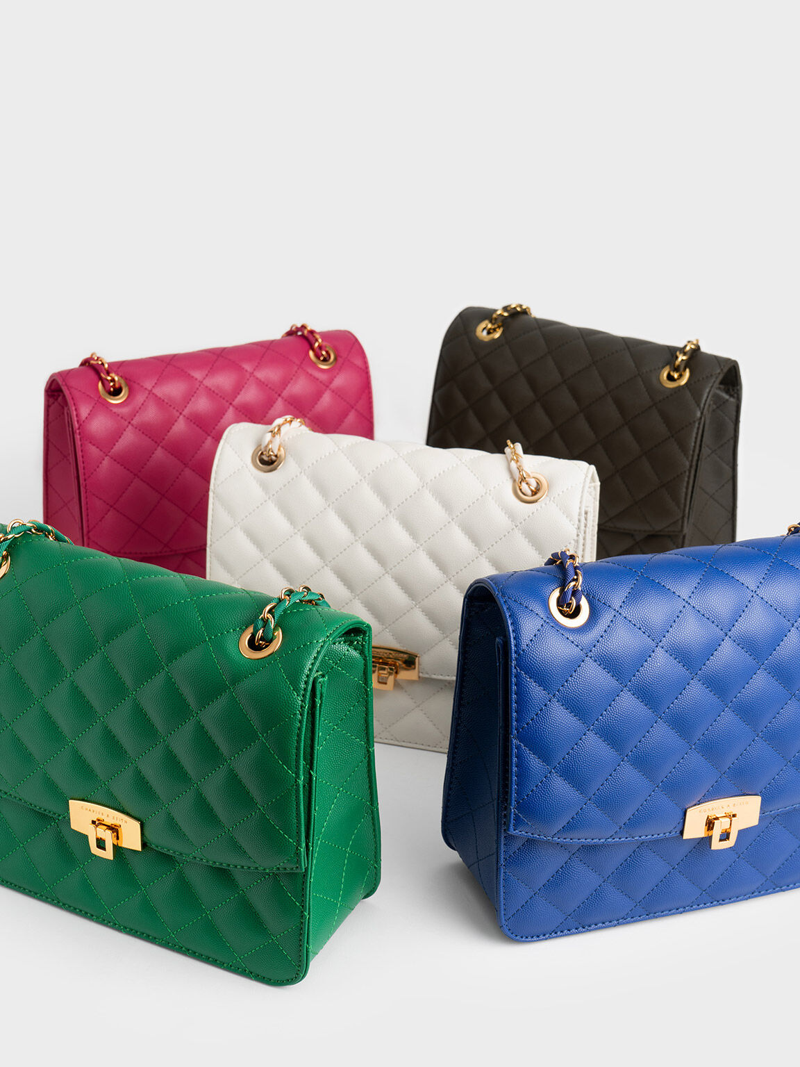 Cream Quilted Chain Strap Clutch CHARLES KEITH TH