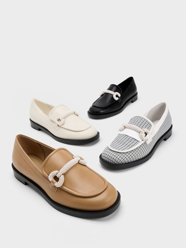 Checkered Beaded Strap Loafers, , hi-res