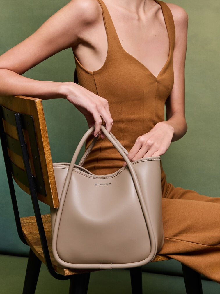 กระเป๋าโท้ทขนาดมินิดีไซน์ขอบรุ่น Lyla, สีโทป, hi-res
