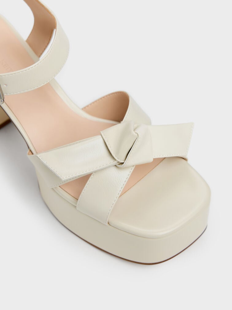 Anika Knot-Bow Platform Sandals, Chalk, hi-res