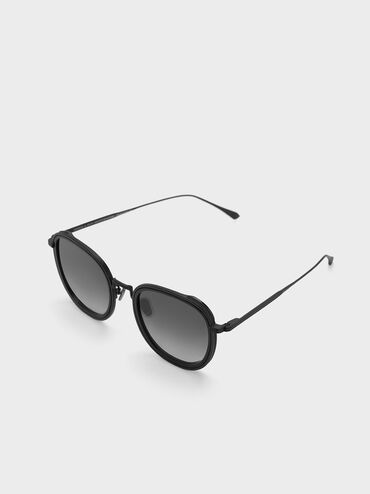 Recycled Acetate Metallic-Rim Sunglasses, , hi-res