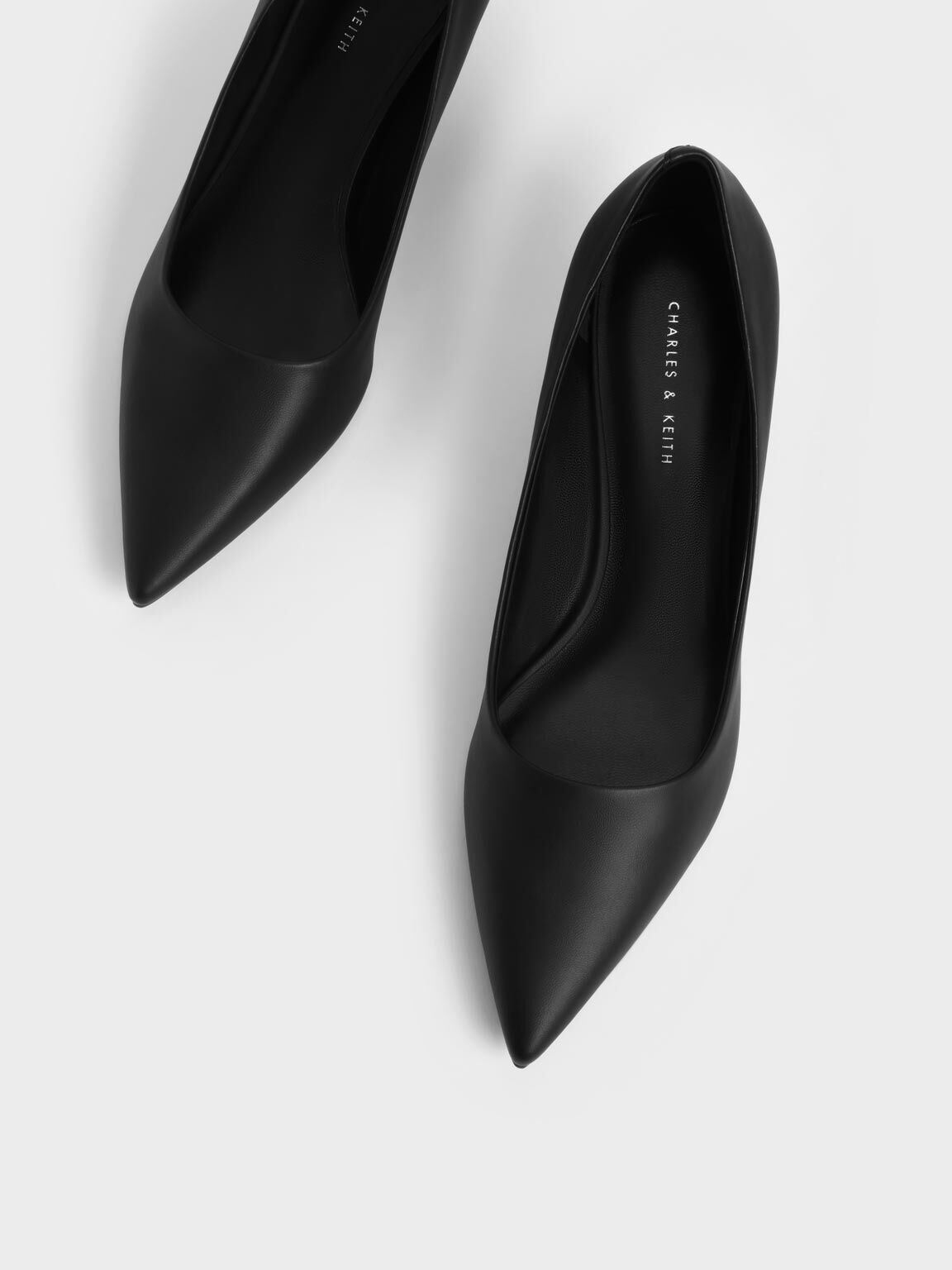 Black Spool Heel Pumps CHARLES KEITH TH